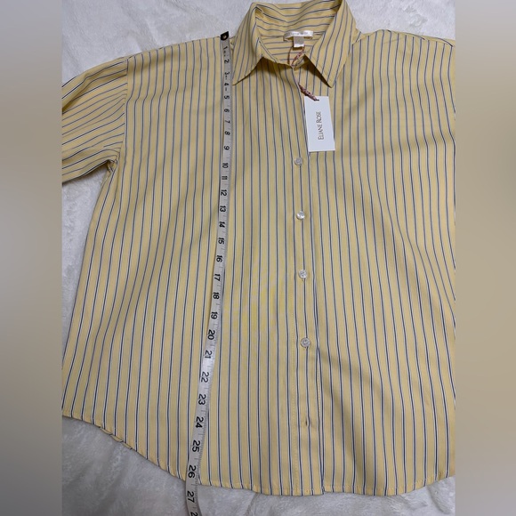 Elegant Yellow Striped Women's Button Down Shirt - Picture 6 of 10